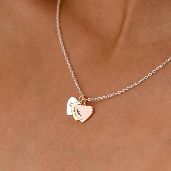 Colar com nome de coração gravado, colar personalizado para mãe com nomes de filhos, colar com pingente de família, presente de dia das mães, presente de Natal para mãe