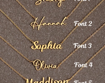 Personalizsd Name Necklace, Silver Necklace with Name, Custom Script Name Pendant for Women, Jewelry for Bridesmaid, Christmas Gift for Her