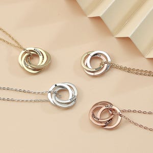 Custom Family Names Necklace, Personalized Linked Circle Necklace, Engraved Kid's Name Necklace, Mother's Day Gift, Jewelry Gift for Grandma
