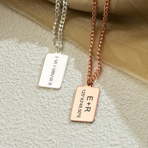Gepersonaliseerde naam Bar ketting, gegraveerde datum ketting, aangepaste ketting voor mannen, Christams cadeau voor hem, vader, vader, man, mannen sieraden