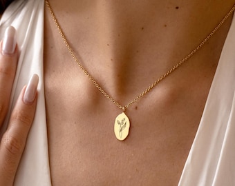 Tiny Birth Flower Necklace, Silver Birth Month Flower Necklace, Gift For Her, Birth Flower Jewelry, Floral Pendant, Mothers Day Gift For Mom