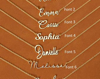 Personalized Name Necklace, Custom 18K Gold Plated Name Necklace, Minimalist Name Necklace, Christmas Gift, Mother's Day Gift, Gift for Her