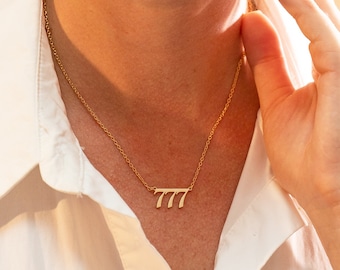 Gold Angel Number Necklace, Lucy Number Necklace, Pearl Year Necklace, Silver Number Necklace 111 222 333 444 555 666 777 888 999 Christmas