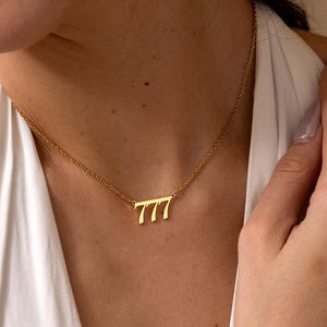 Custom Angel Number Necklace, Lucy Number Necklace with Cuban Chain, 18K Gold Year Necklace, Personalized Christmas Gift for Her, Mom Gift