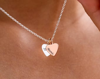 Collar con nombre y corazones grabados, collar personalizado para mamá con nombres de niños, collar con colgante familiar, regalo para el Día de la Madre, regalo de Navidad para mamá.