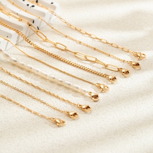 18K Gold Filled Chain Necklace, Box Chain, Link Paperclip Chain, Rolo Chain, Bead Chain, Curb Link Chain, Choker Necklace, Everyday Jewelry