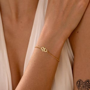 Personalized Two Initial Bracelet, Couple Interlocking Letter Bracelet, Dainty Stackable Bracelet, Gifts for her, Birthday Gift for Wife