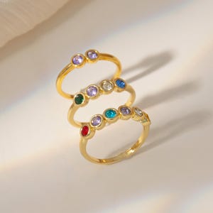 Minimalist Birthstone Ring • Personalized Wedding Birthstone Ring • Custom Gemstone Ring • Birthday Gift for Her • Valentine's Gift for Wife