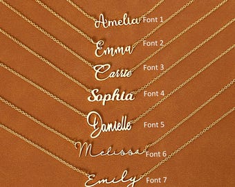 Personalized Name Necklace, Custom 18K Gold Plated Name Necklace, Minimalist Name Necklace, Christmas Gift, Mother's Day Gift, Gift for Her