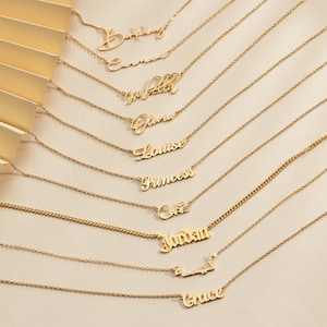 Gepersonaliseerde zilveren naamketting, aangepaste 18K vergulde naamketting, gepersonaliseerde naamsieraden, verjaardagscadeau voor haar, Moederdagcadeau afbeelding 4