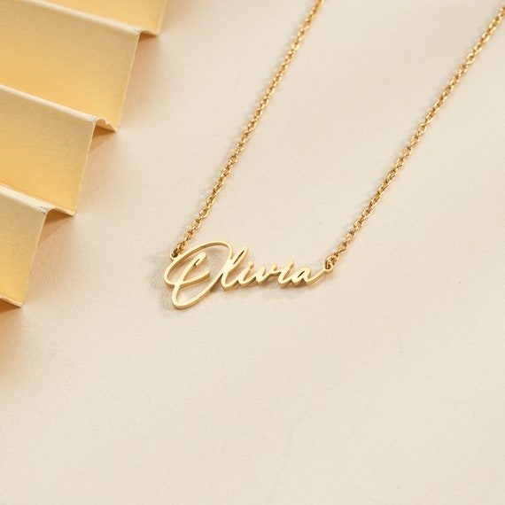 Regalo Para Hermana Mujer Collar Nombre Personalizado Oro 18K Cumpleaños  Navidad