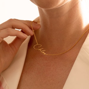 Gepersonaliseerde zilveren naamketting, aangepaste 18K vergulde naamketting, gepersonaliseerde naamsieraden, verjaardagscadeau voor haar, Moederdagcadeau afbeelding 2