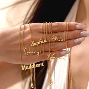 Naamketting op maat, 18-karaats vergulde naamketting, minimalistische naamketting, Moederdagcadeau, gepersonaliseerd cadeau voor haar, cadeau voor je beste vriendin