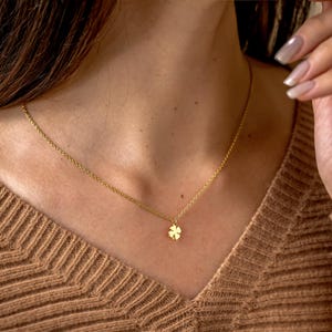 Tiny Four Leaf Clover Necklace with Initial, Personalized Initial Charm Necklace, Lucky Clover Necklace for Women, Christmas Gift for Her image 14