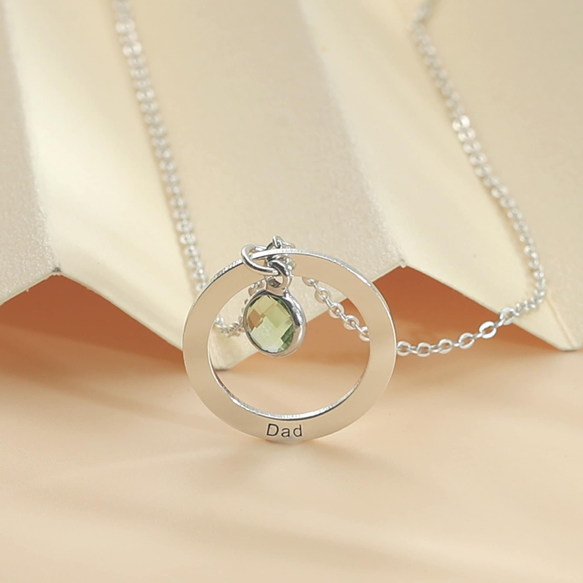 925 Silver Necklace, Circle Family Name Necklace with Birthstone, Personalized Engraved Name Necklace, Mother necklace, Mother&#39;s Necklace, Mother&#39;s Day Gift