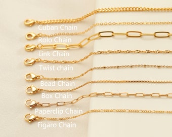 Gold Filled Dainty Chain, Box Chain, Link Paperclip Chain, Rolo Chain, Bead Chain, Curb Chain, Figaro Chain, Twist Chain, Everyday Necklace