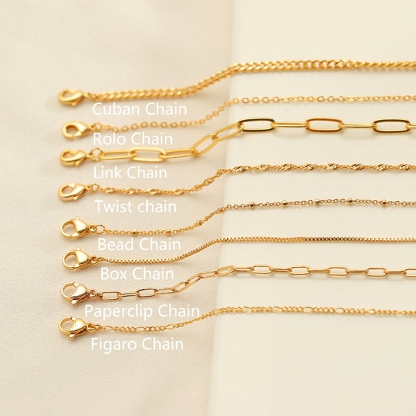Gold Filled Dainty Chain, Box Chain, Link Paperclip Chain, Rolo Chain, Bead Chain, Curb Chain, Figaro Chain, Twist Chain, Everyday Necklace