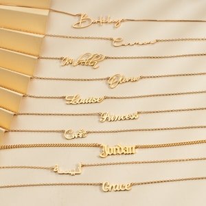 Collana con nome in argento personalizzata, Collana con nome placcata in oro 18K personalizzata, Gioielli con nome personalizzati, Regalo di compleanno per lei, Regalo per la festa della mamma immagine 5