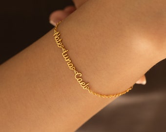 Bracciale con nome personalizzato, Bracciale con nome multiplo personalizzato, Bracciale in argento per la madre, Bracciale con nome di famiglia, Regalo per la festa della mamma, Regalo per la mamma