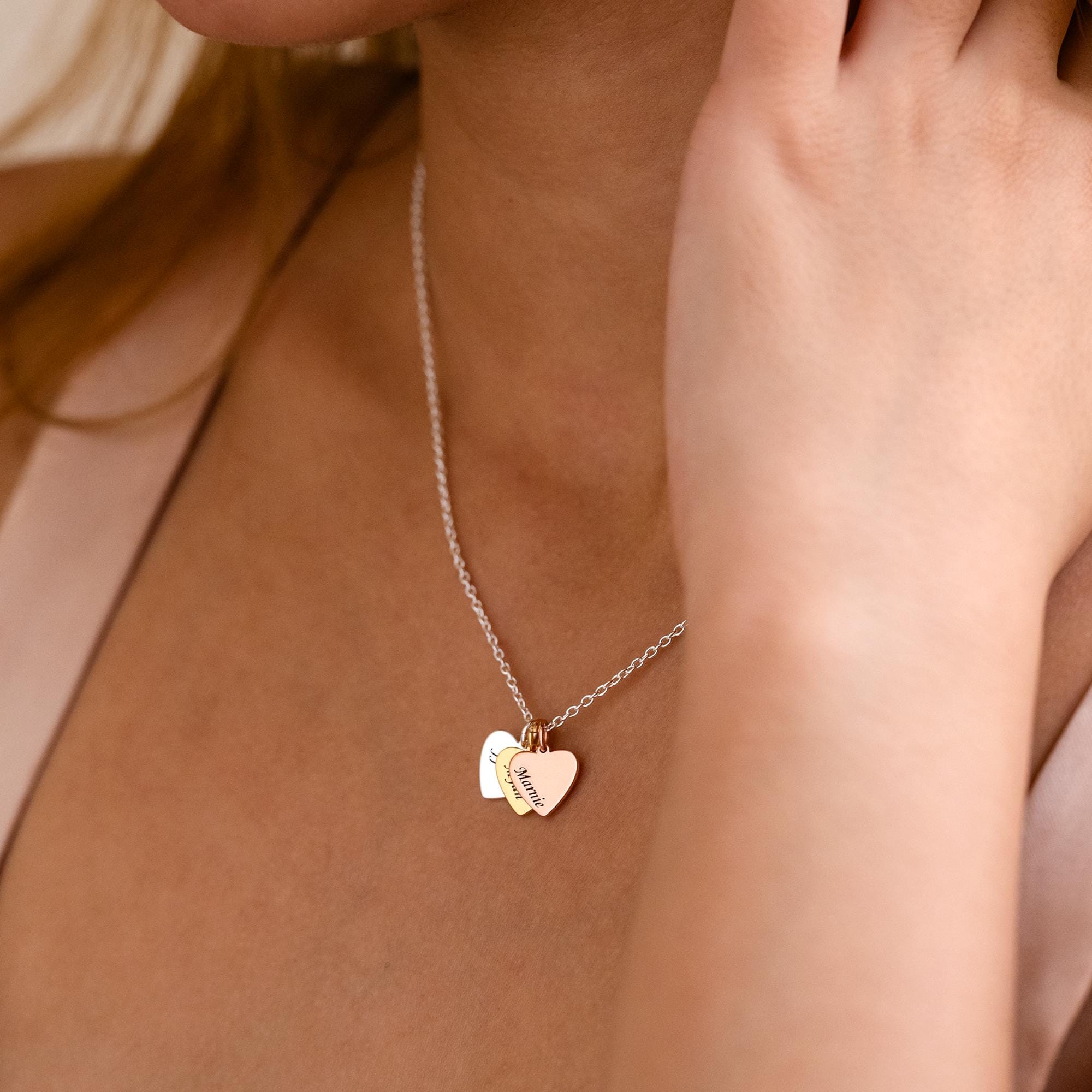 Collana Personalizzata Con Ciondolo A Cuore Per Mamma: Incidi 2-5 Nomi, Pietra Portafortuna, Regalo Per Madre E Figlia