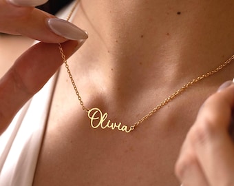 Custom 18K Gold Name Necklace, Personalized Name Necklaces, Silver Necklace with Name, Bridesmaid Gifts, Mother's Day Gift, Gift for Her