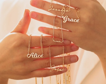 Custom Name Necklace, Personalized 18K Gold Plated Name Necklace, Necklace for Mom, Handmade Jewelry, Birthday Gifts for Her, Christmas Gift