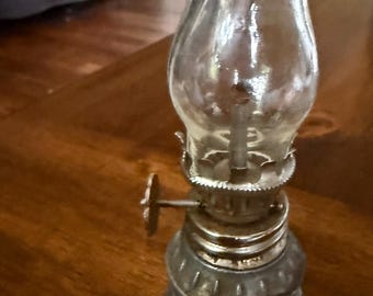 RARE WFN Zierzinn German Pewter Hurricane Oil Lamp 4” Complete Antique 1800’s