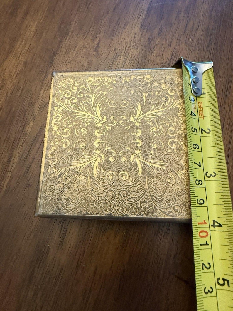 Enamel Def Vintage Rex Fifth Avenue Square Powder Compact Gold Tone Design Enamel ...