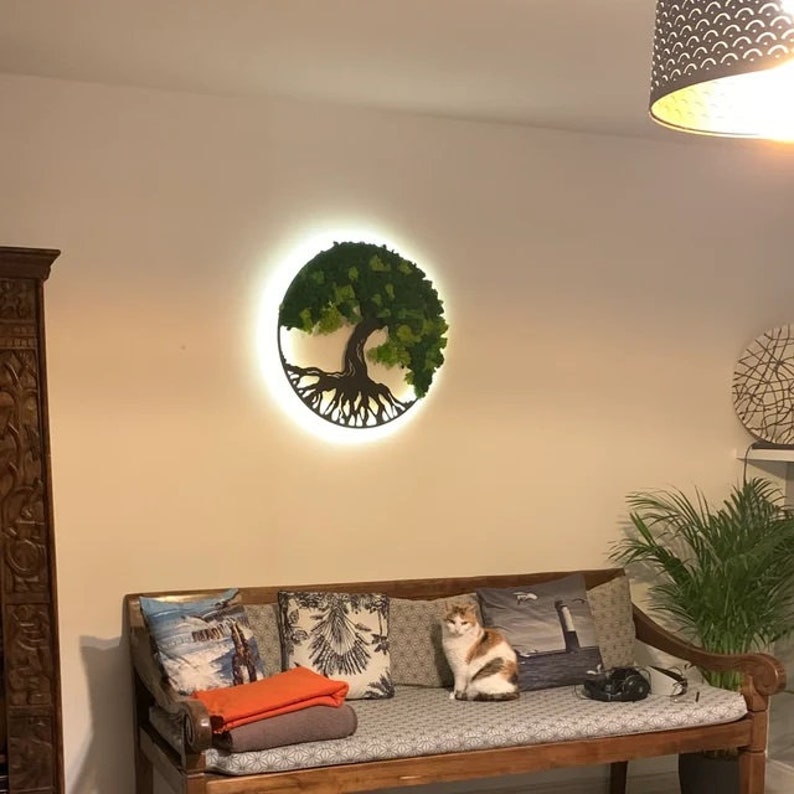 NOUVEAU Décoration arbre de vie avec mousse, lichens naturels stabilisés, décoration murale verte, cadeau pour elle, cadeau pour lui, cadeau pour la maison et l'entreprise image 8