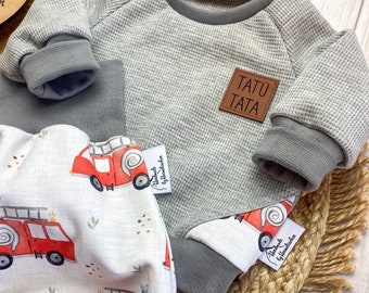 Baby Kinder Jungen Set | Sweater |Feuerwehr | mit passender Pumphose | in verschiedene Größen