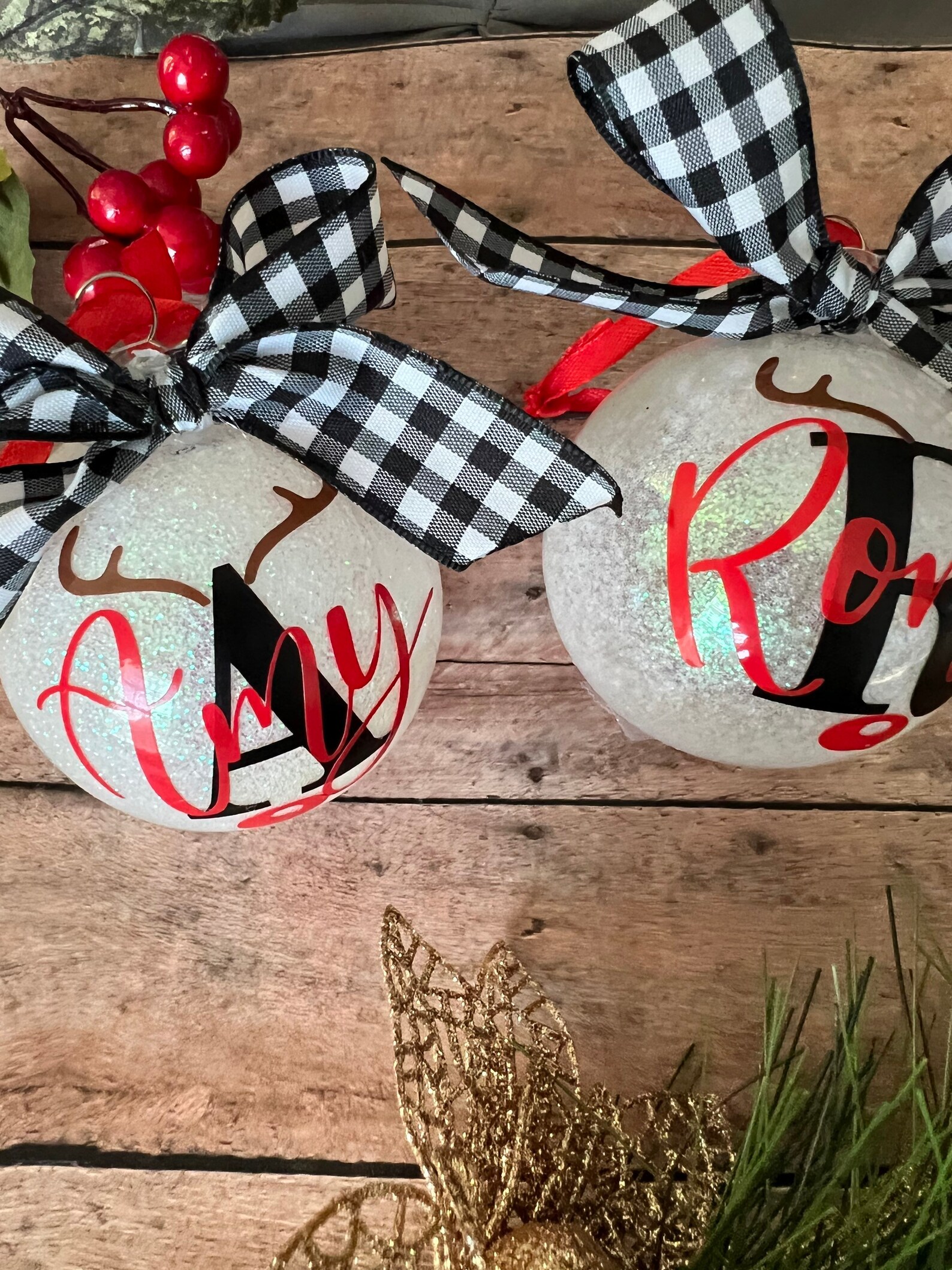 Personalized Rudolph Nose Glitter Ornament: Christmas Name Ornament - Etsy