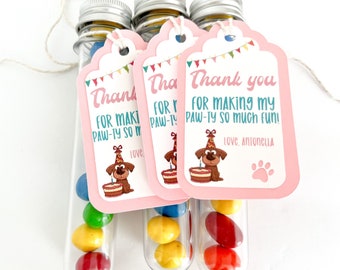 Set of 6 PARTY FAVOR CYLINDER tube for candy chocolate, birthday party favors, anniversary, wedding, bridal shower, kids party, dog themed
