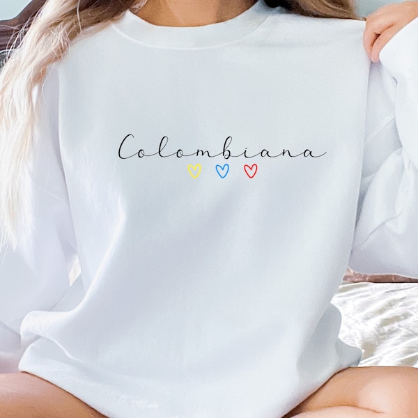 COLOMBIANA TRICOLOR SWEATSHIRT T-Shirt camiseta, Colombian shirt, cute Colombian sweatshirt, Latina Hispanic Spanish outfit,