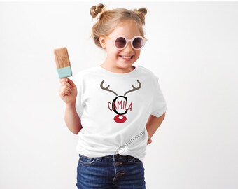 Personalized Reindeer Christmas Shirt: Custom Kids Holiday Tee