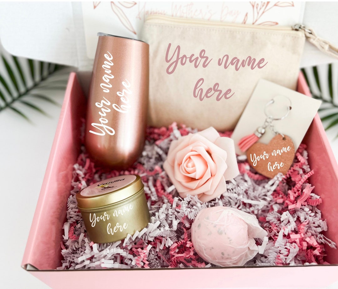 PERSONALIZED MOTHERS DAY Gift Box, Personalized Tumbler, Makeup Bag ...