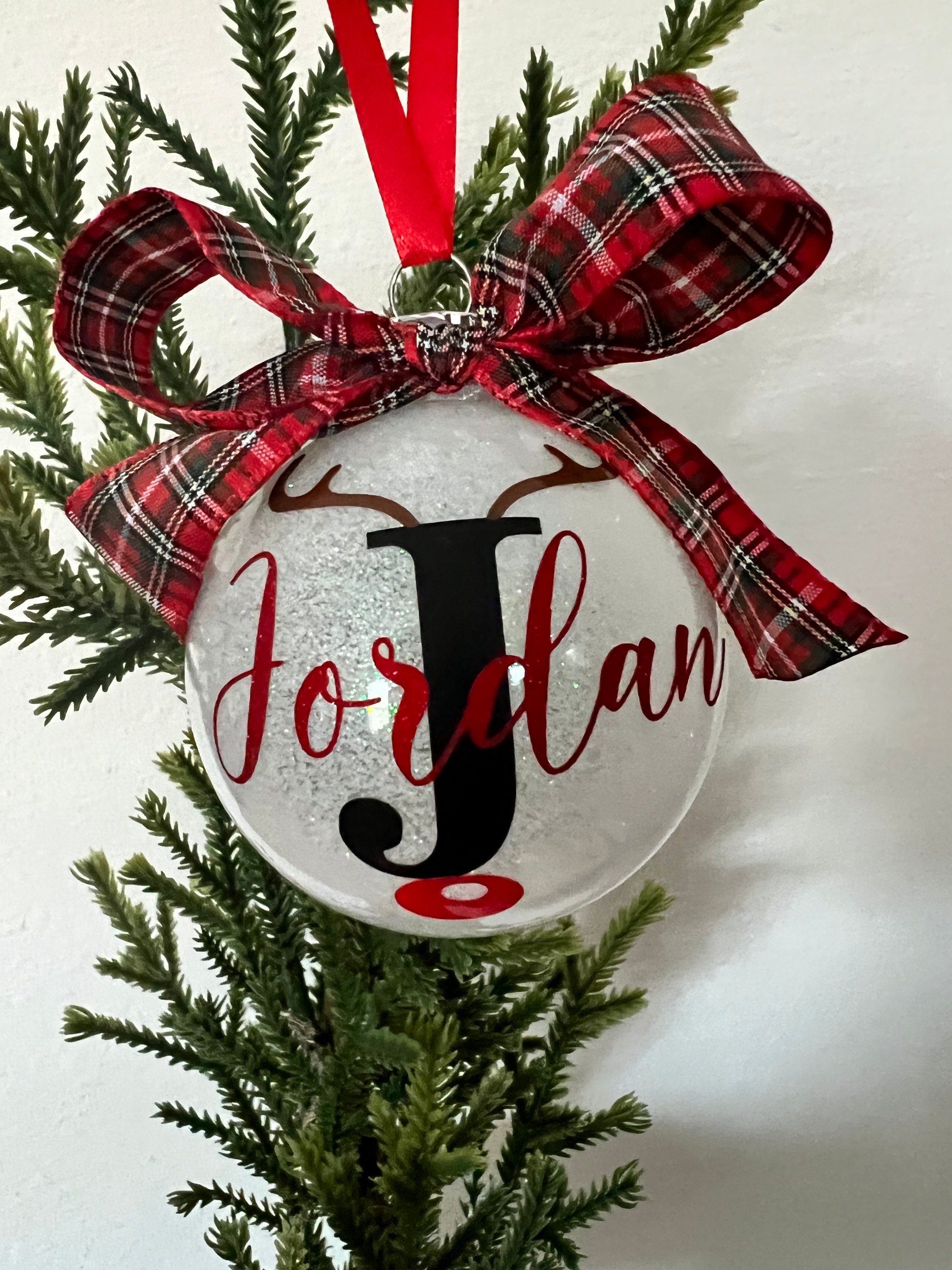 Personalized Rudolph Nose Glitter Ornament: Christmas Name Ornament - Etsy