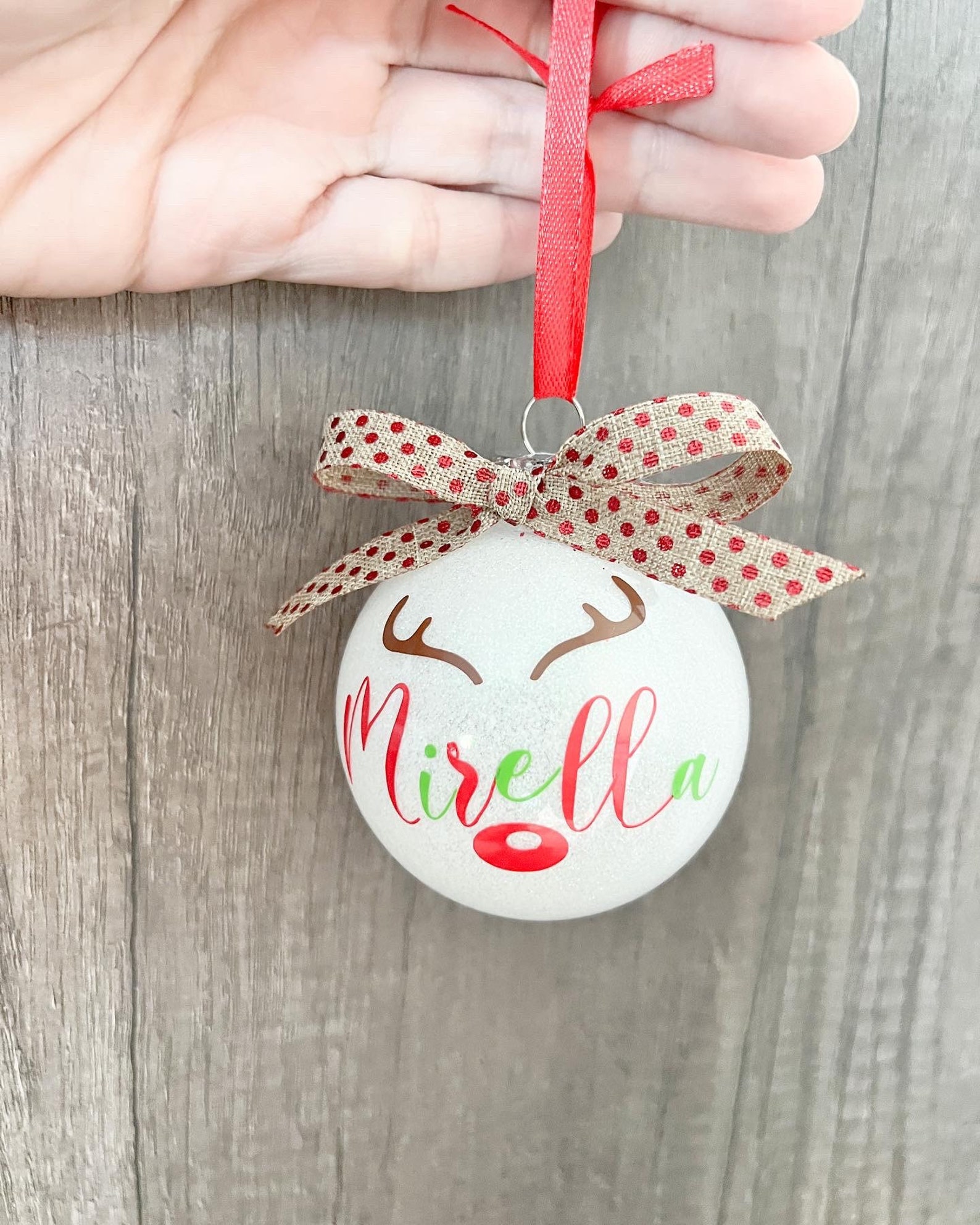 Personalized Rudolph Nose Glitter Ornament: Christmas Name Ornament - Etsy