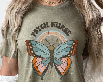 T-shirt Psych Nurse, cadeau d’infirmière psychiatrique, cadeau d’infirmière psych graduée, chemise d’infirmière en santé mentale, t-shirt d’infirmière en psychiatrie, tee-shirt rétro Nurse