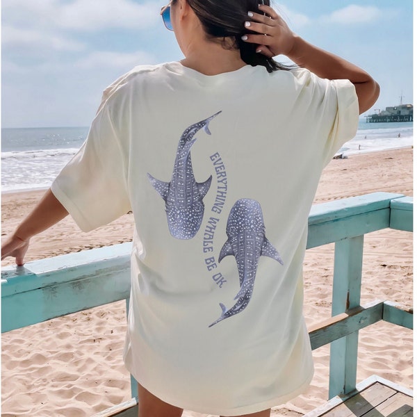 Ocean Inspired Style Whale Shark Shirt Ocean Animal Shirt Mental Health Shirt Whale Shark Beachy Shirt Mermaidcore Coconut Girl