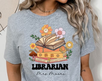 Camisa de bibliotecario con nombre personalizado, camisa de bibliotecario con nombre personalizado, camisa de bibliotecario escolar, regalo de bibliotecario, camiseta de biblioteca