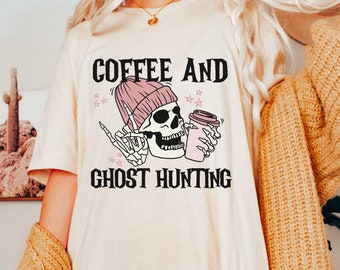 Koffie en spookjacht shirt, spookjacht tshirt, paranormaal shirt, spookjager, paranormaal geschenk