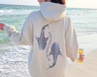 Walhai Kapuzenpullover Ozean inspiriert Stil Ozean Tier Shirt Mentale Gesundheit Hoody Walhai Sweatshirt Walhai Strand Kapuzenpullover Mermaidcore