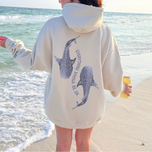Whale Shark Hoody Ocean Inspired Style Ocean Animal Shirt Mental Health Hoody Whale Shark Sweatshirt Whale Shark Beach Hoody Mermaidcore