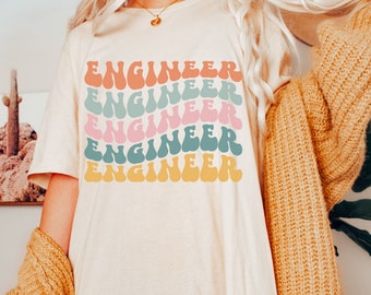 Retro Engineer t-shirt, Design Engineer Tee, Engineering School T-shirt, Engineer Dad Gift, Engineer Graduation Outfit, Mechanical Engineer