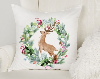 Reindeer Christmas Pillow Cover - Christmas Pillows - Christmas Deer Pillow Cover - Christmas Decorations Farmhouse Decor - Farmhouse Pillow
