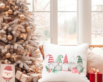 Funda de almohada de gnomos de Navidad, almohada navideña, funda de almohada de Navidad de 20x20