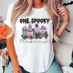 Phleb tech shirt, Halloween shirt Phlebotomy, gift for Phlebotomist, Phlebotomy t-shirt, one spooky Phlebotomist