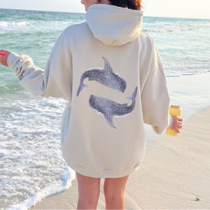 Ocean Inspired Style Whale Shark Hoody Mermaidcore Coconut Girl Ocean Animal Shirt Beach Hoody Beach Shirt Whale Shark
