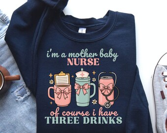 Sudadera de enfermera para madre y bebé, colores cómodos, camiseta de enfermera posparto, suéter de enfermera para madre y bebé, regalo para enfermera, enfermera coqueta