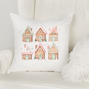 Pastel Christmas Decor, Gingerbread Pillow cover, Whimsical Christmas Pillow, Pastel Christmas, Holiday Pillow